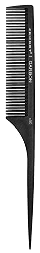 Cricket C50 Professional Hair Stylist Carbon Fine Tooth Rattail Comb Anti-Static Heat Resistant Style Combs for Styling Teasing Parting Sectioning Hair Coloring Lifting