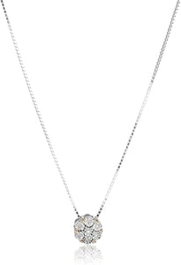 Silver 1/10 Cttw Diamond Miracle-Plate 18" Pendant Necklace and Stud Earrings Jewelry Set - Choice of Metal Colors