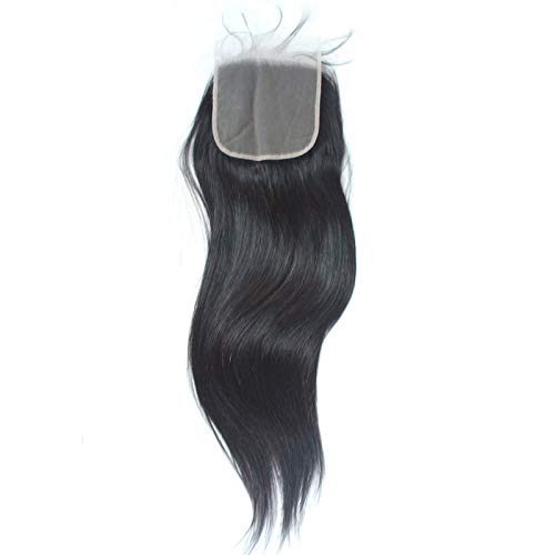 Forawme Brazilian Virgin Human Hair Pre Plucked Top Closure 18 Inch 130% 1B 6X6 inch Straight Human Hair Free Part Transparent Swiss Lace Closure With Baby Hair
