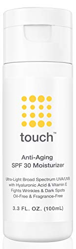 Anti-Aging SPF 30 Sunscreen Moisturizer Face Cream with Vitamin C, E, & Hyaluronic Acid - Broad Spectrum Stops Dark Spots & Hyperpigmentation – Face, Neck, or Body - Fragrance and Oil Free - 3.3 Oz