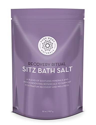 Sitz Bath Salt – Postpartum Care and Hemorrhoid Treatment – Natural Sitz Bath Soak with Epsom Salt, Dead Sea Salt, Essential Oil for Self Care and Hemmoroid Treatment, 32 ounces by Pure Body Naturals