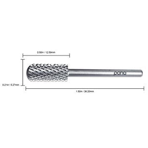 PANA Professional 3/32" Shank Size - Smooth Top Small Barrel Silver Carbide Bit Coarse Grit - Nail Drill Bit for Dremel Machine