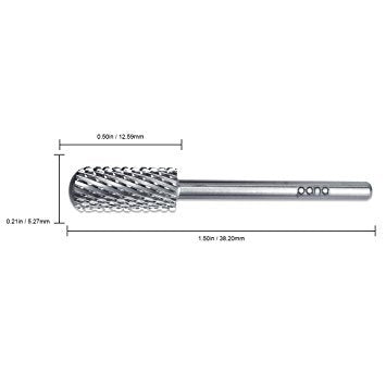 PANA Professional 3/32" Shank Size - Smooth Top Small Barrel Silver Carbide Bit Coarse Grit - Nail Drill Bit for Dremel Machine