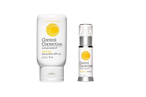 CONTROL CORRECTIVE Oil Free Sunscreen & Crystal C Serum Combo, Anti Aging, Brighten Skin