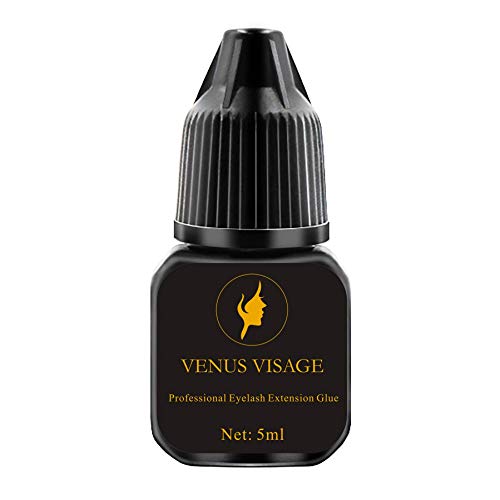 VENUS VISAGE Eyelash Glue for Professional Lash Extensions - Extra Strong Lash Glue 5ml - 1-2 Sec Dry Time & 6-7 Weeks Bonding - Extra Black Lash Adhesive - Latex Free Lash Adhesive(5ml)