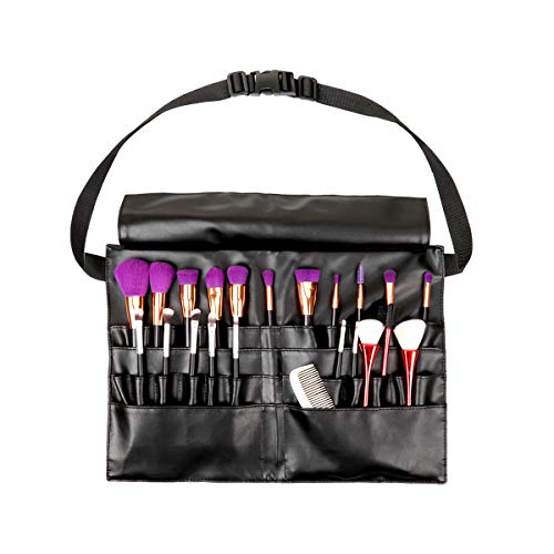 Hotrose Professional Cosmetic Makeup Brush Bag with Artist Belt Strap for Women ( Brush Not Included ) (Large)