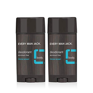 Every Man Jack Mens Fresh Scent Deodorant - Stay Fresh Safely with Aluminum Free Mens Deodorant - Odor Crushing, Long Lasting, Plant-Based, and No Harmful Chemicals - 3 oz Twin Pack