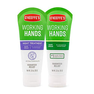 O'Keeffe's Working Hands Hand Cream, 3oz Tube and Working Hands Night Treatment Hand Cream, 3 Ounce Tube