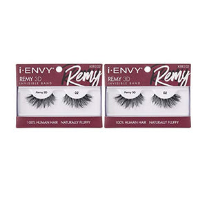 i-Envy Remy False Eyelashes 3D Collection, Invisible Band, 100% Human Hair Lashes (2 PACK)