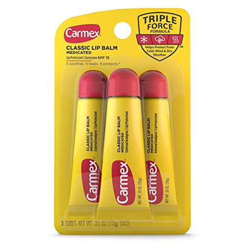 Carmex Medicated Lip Balm Tubes, Lip Moisturizer for Dry, Chapped Lips, 0.35 OZ - 3 Count