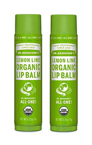 Dr. Bronners Organic Moisture Lip Balm & Magic Massage Balm (Lemon Lime Lip Balm, 6 Pack)