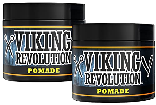 Pomade for Men 4oz - Firm Strong Hold & High Shine for Classic Styling - Water Based & Easy to Wash Out by Viking Revolution (2 Pack)