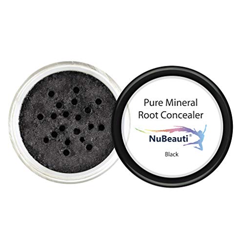 Root Concealer Touch Up Powder | All-Natural Crushed Minerals Without Brush | Fast and Easy Total Gray Hair Cover up For Black | Brown | Auburn and Blonde Hair .30 ounce (Without Brush, Black)