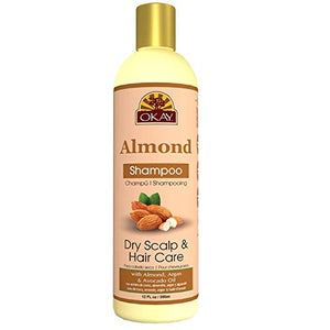 OKAY| Dry Hair & Scalp Almond Shampoo| Helps Hydrate, Moisturize, And Soften Hair| Sulfate, Silicone, Paraben Free For All Hair Types and Textures| Made in USA 12oz