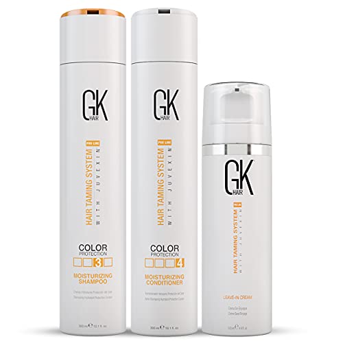 Global Keratin GK Hair Moisturizing Shampoo and Conditioner 300ml Set I Leave in Conditioner Cream 130ml For Detangling Smoothing Strengthening