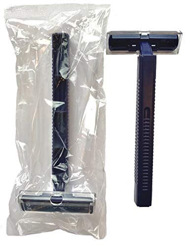 (144 Pack) Individually Wrapped Twin Blade Razors with Clear Safety Cap, Disposable, Bulk Packed, Sold by the Case.