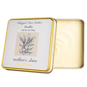 Mother's Shea by Eu'Genia Shea Butter (Vanilla, 6 Oz Tin) 100% Pure Raw Unrefined African Shea - Organic, Sustainably-Sourced Ingredients - Natural Skin & Hair Care