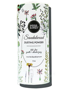 Sandalwood Scented Body Dusting Powder for Men or Women, Talc Free, Prevent Chafing, Bath Powder, Dusting Powder | Herb & Root, 6 oz