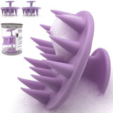 (2 Pack) Hair Shampoo Brush Head Scalp Massager Scrubber, Mold-free One-piece Solid Silicone, for Healthy Hair Growth Dry Scalp Dandruff, Adults Children Thick/thin Hair or Dogs Cats,WAKISAKI(Purple)