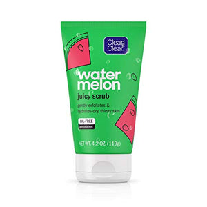 Clean & Clear Hydrating & Exfoliating, Gentle & Oil Free Juicy Watermelon Daily Facial Cleanser Scrub, Buffs Dirt & Oil While Cleansing & Quenching Dry Skin, 4.2 Fl Oz