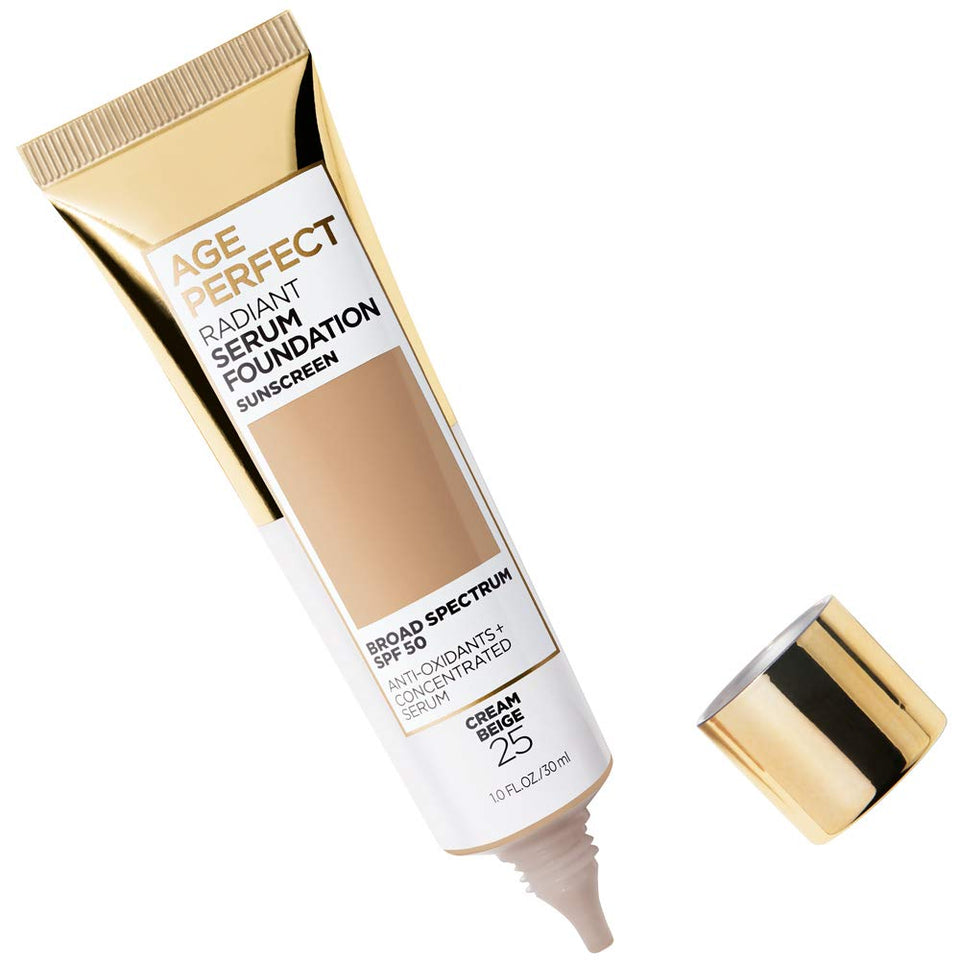 L'Oreal Paris Age Perfect Radiant Serum Foundation with SPF 50, Cream Beige, 1 Ounce