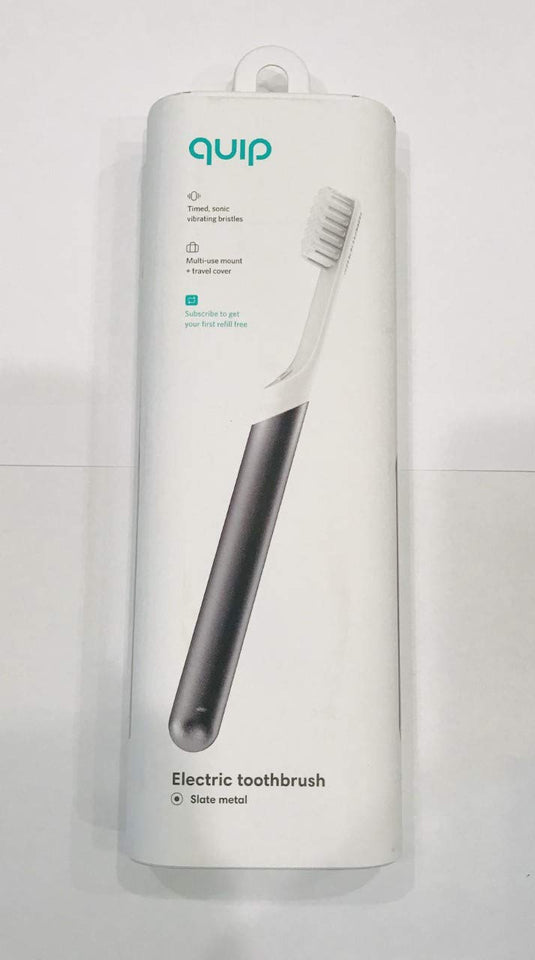 Quip Electric Toothbrush - Slate Metal - Electric Brush and Travel Cover Mount (New Edition)