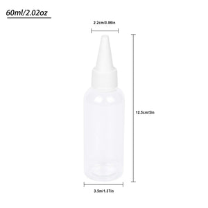 Trendbox 2oz Clear Plastic Bottles Applicator with Twist Top Cap BPA-Free For Hair Oils and Liquids 48 Pack with 48pcs Labels