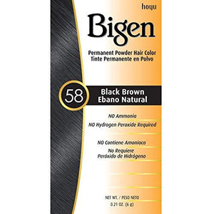 #58 Black Brown Bigen Permanent Powder - 6 Pack