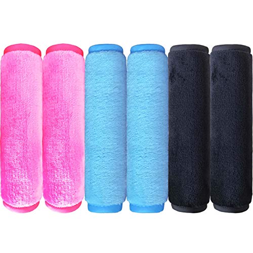 Makeup Remover Towel (6 Pack), Reusable Microfiber Makeup Remover Cloth Removing All Makeup with Just Water 12" X 6" - Hot Pink/Blue/Black
