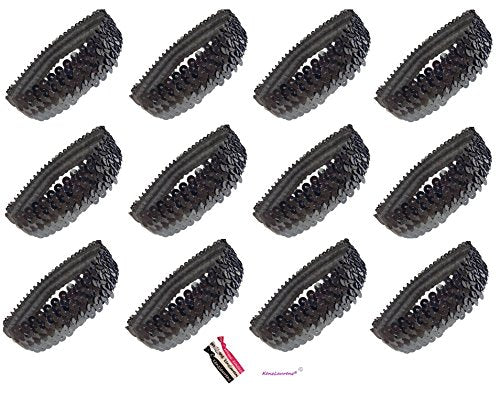 12 Sequin Headbands U PICK (Available in LOTS of COLORS) Elastic Stretch Sparkly Fashion Headband for Teens Girls Women Softball Pack Volleyball Basketball Dance Set Sports Teams Store By Kenz Laurenz (Black)