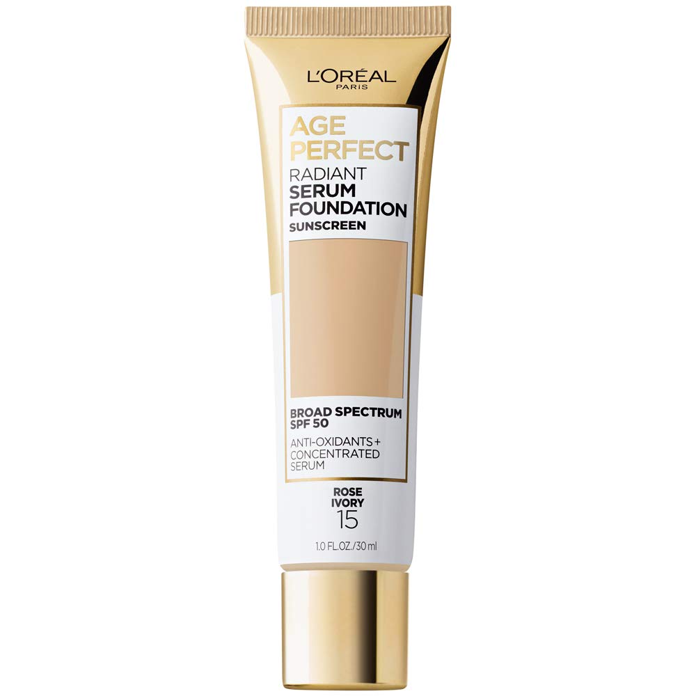 L'Oreal Paris Age Perfect Radiant Serum Foundation with SPF 50, Rose Ivory, 1 Ounce