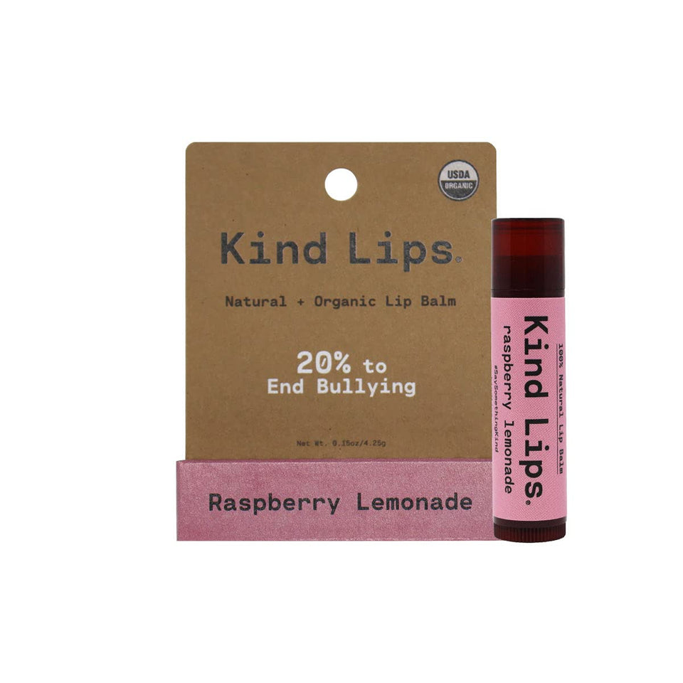 Kind Lips, Premium Product with a Powerful Purpose, Raspberry Lemonade Single 0.15oz - USDA Organic Lip Balm, 100% Natural, Gluten Free, Moisturizer for Dry, Cracked and Chapped Lips - Made in USA