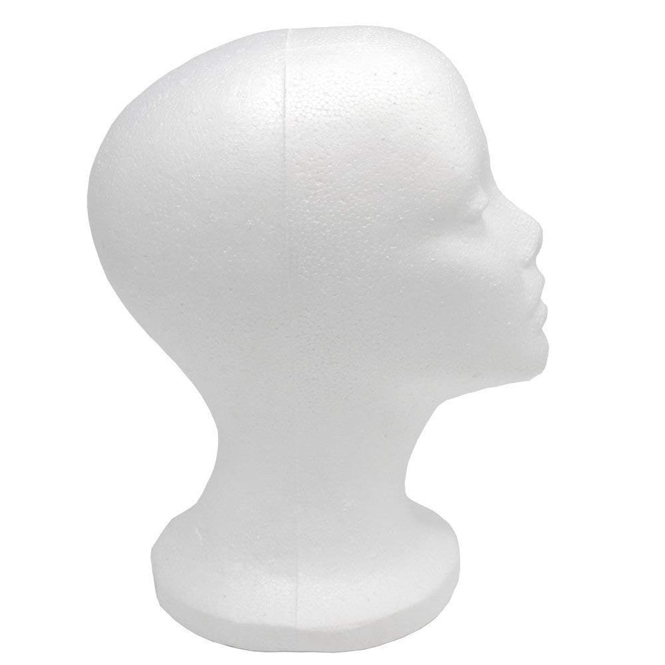 12" 2 Pcs Styrofoam Wig Head - Tall Female Foam Mannequin Wig Stand and Holder for Style, Model And Display Hair, Hats and Hairpieces, Mask - for Home, Salon and Travel