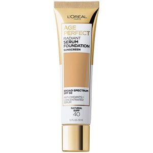 L'Oreal Paris Age Perfect Radiant Serum Foundation with SPF 50, Natural Buff, 1 Ounce