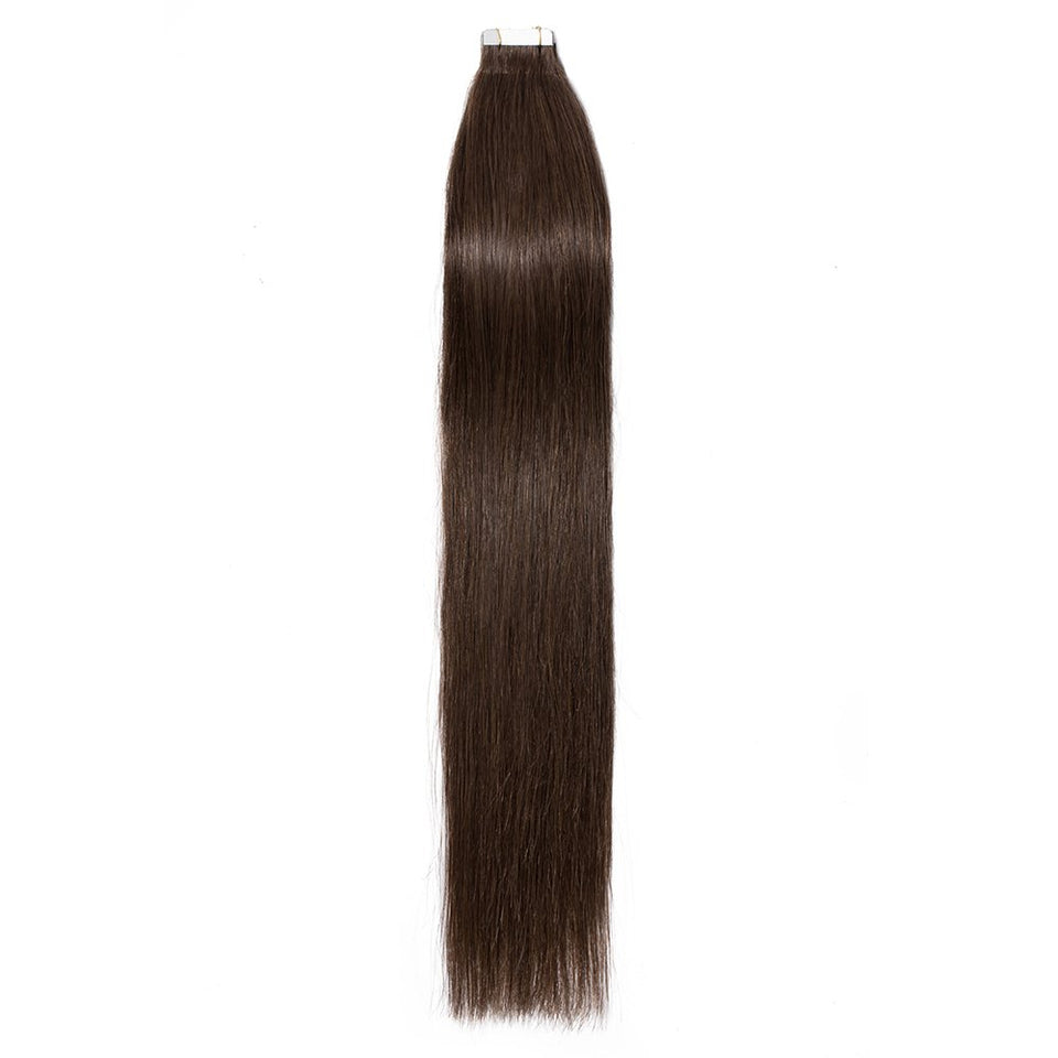 40PCS Tape In Human Hair Extensions Double Side Tape Seamless Skin Weft Invisible Hair Extensions Hightlight Balayage Natural Silk Straight For Women (22'',100g/40pcs,#4 Medium Brown)