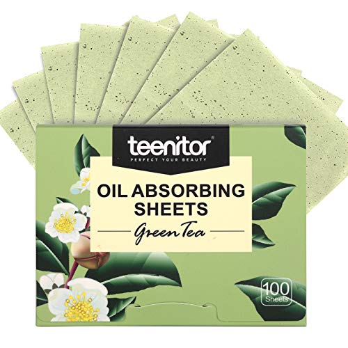 Teenitor Oil Blotting Sheets, 100 Sheets Green Tea Oil Absorbing Tissues Paper, Large 10cmx7cm Oil Blotters
