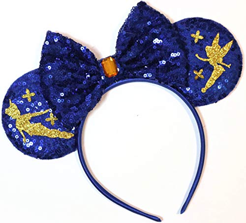 CLGIFT Peter Pan Flight Minnie Ears,Pick your color, Iridescent Minnie Ears, Silver gold blue minnie ears, Rainbow Sparkle Mouse Ears,Classic Red Sequin Minnie Ears (Peter)