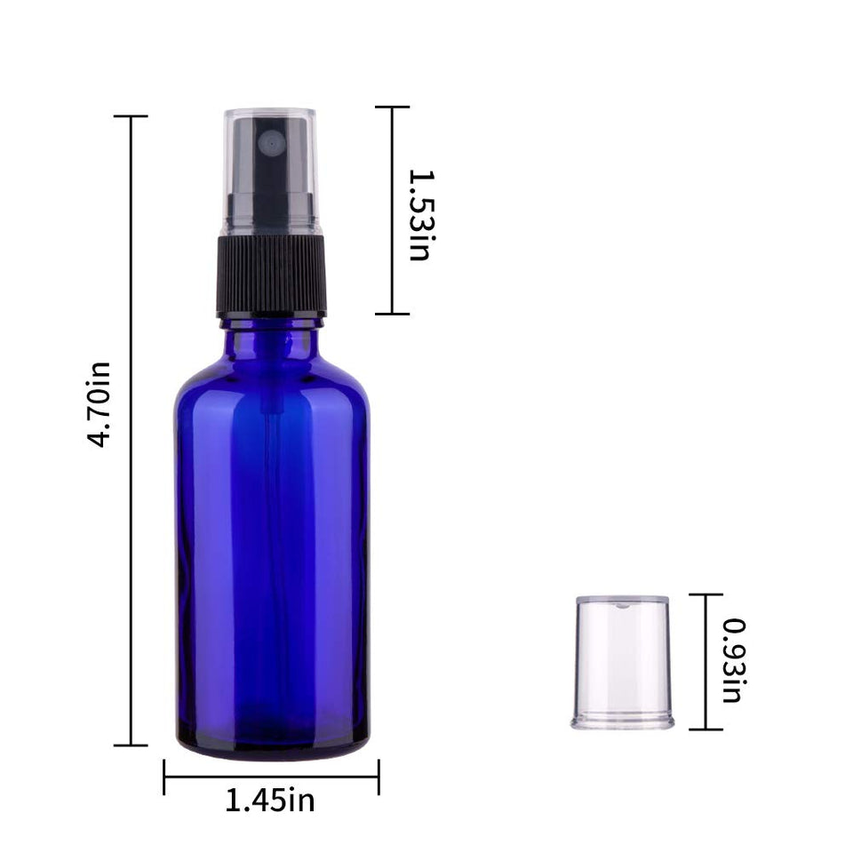 2oz Small Fine Mist Spray Bottles For Essential Oils, Blue Glass Spray Bottle 3 Pack