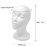 12" 2 Pcs Styrofoam Wig Head - Tall Female Foam Mannequin Wig Stand and Holder for Style, Model And Display Hair, Hats and Hairpieces, Mask - for Home, Salon and Travel