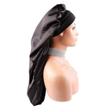 Sent Hair Extra Long Satin Hair Bonnet for Women Double Layer Night Sleeping Cap for Braids,Curly,Long Hair- Soft Elastic Band,Black(Color Fixed)