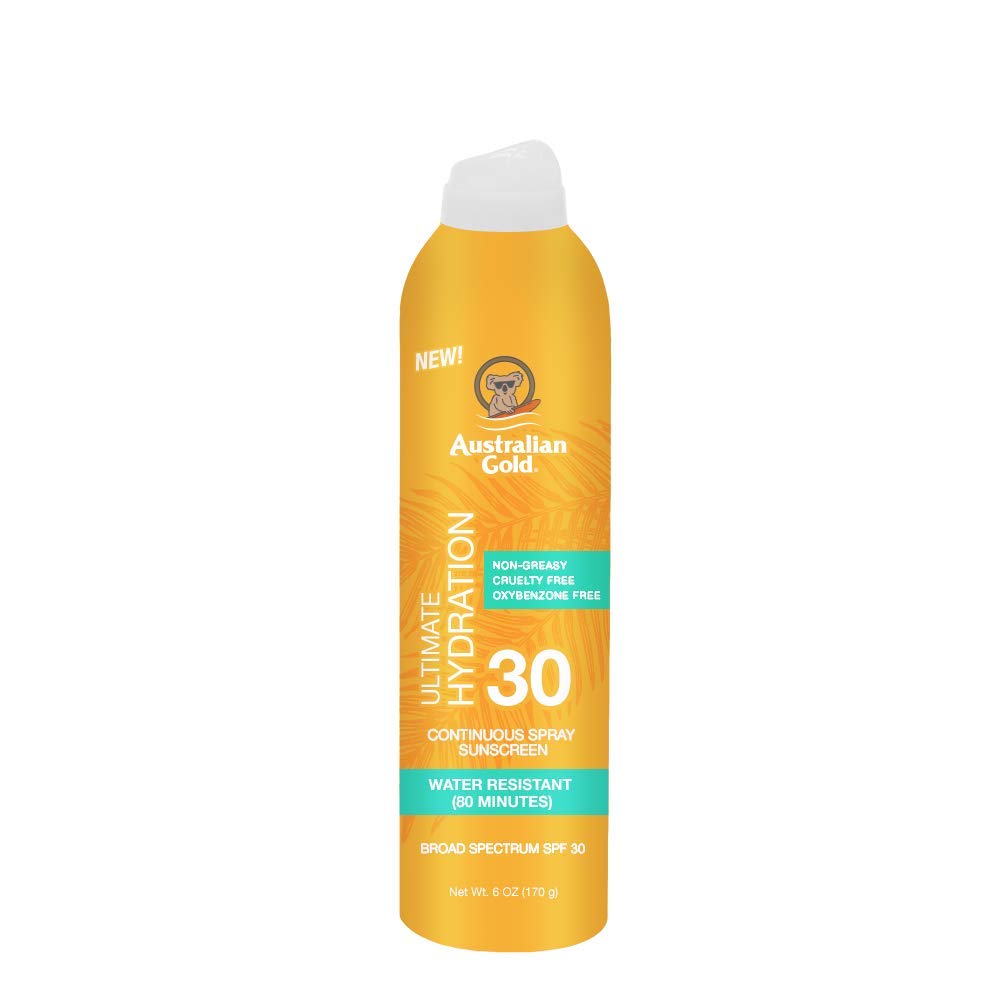 Australian Gold Continuous Spray Sunscreen SPF 30, 6 Ounce | Dries Fast | Broad Spectrum | Water Resistant | Non-Greasy | Oxybenzone Free | Cruelty Free