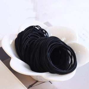 Hair Ties - 100 Pcs 2mm Black Rubber Hair Bands for Ponytail (Colors) (2mm black)