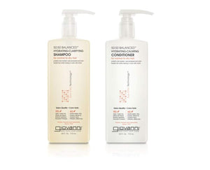 GIOVANNI 50:50 Balanced Hydrating Clarifying Shampoo & Calming Conditioner Set, 24 oz. Clean & Moisturize Hair, For Over-Processed Hair, Wash n Go, Can Use Daily, Sulfate Free, No Parabens, Color Safe