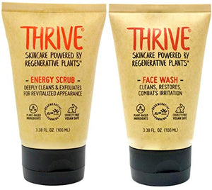 THRIVE Natural Face Scrub And Natural Face Wash Gel (BUNDLE) - Vegan And Made in USA