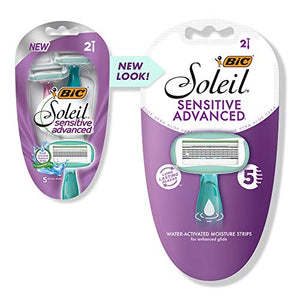 BIC Soleil Sensitive Advanced Women's Disposable Razor, Five Blade, 2 Count, for a Flawlessy Smooth Shave