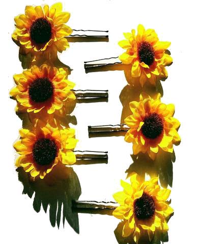 Small Sunflower Flower Hair Pins - Set of 6