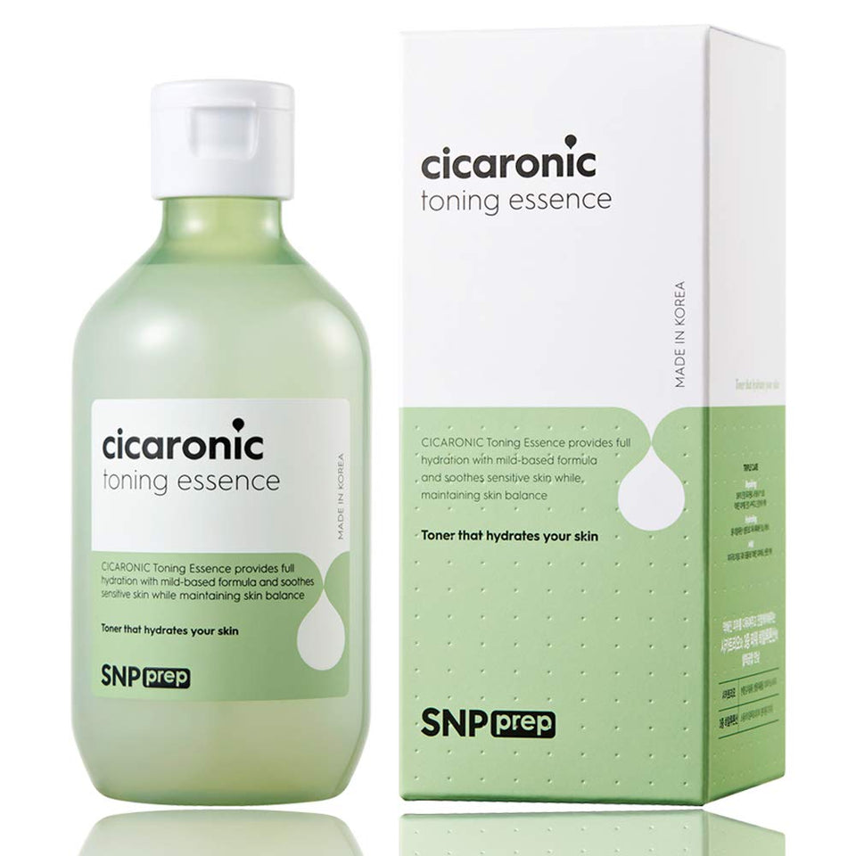 SNP PREP - Cicaronic Toning Essence - Soothing & Calming Effect for All Sensitive Skin Types with Hyaluronic Acid & Centella Asiatica - 220ml - Best Gift Idea for Mom, Girlfriend, Wife, Her, Women