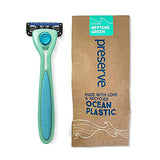 Preserve POPi Shave 5 Razor System Made with Recycled Ocean Plastic and 5-blade cartridge (Recycled Ocean Plastic: Neptune Green)