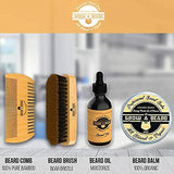 Beard Straightener Grooming Kit for Men, 2 Oz Growth Oil, 2 Oz Sandalwood Balm, Beard Wash, Beard Brush & Comb, Beard Conditioner, Beard Razor and Scissors, & Beard E-Book, Great for Christmas Gift
