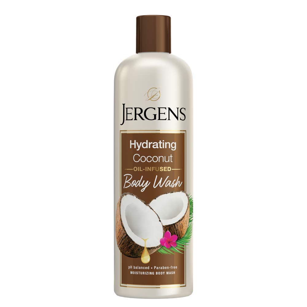 Jergens Hydrating Coconut Body Wash, Daily Moisturizing Skin Cleanser, Paraben Free, 22 Ounces, Infused with Coconut Oil, pH Balanced, Dye Free, Dermatologist Tested